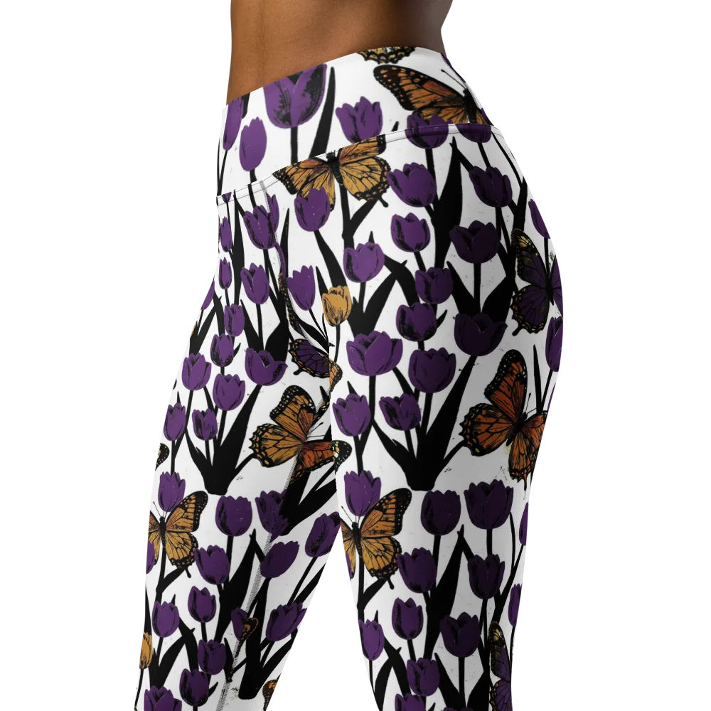 Indigo Flutter on Yoga Leggings — Left Front
