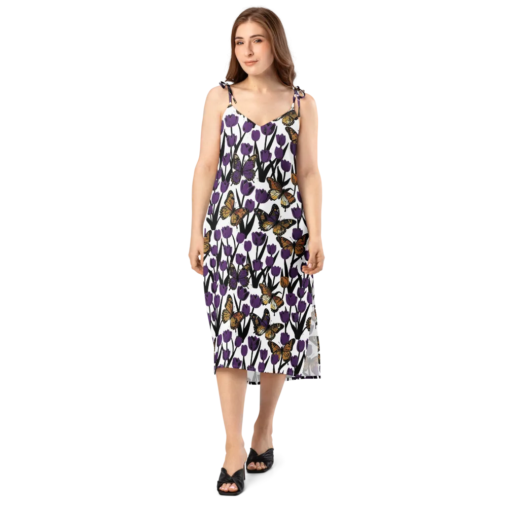 Indigo Flutter on Slip Dress — Front