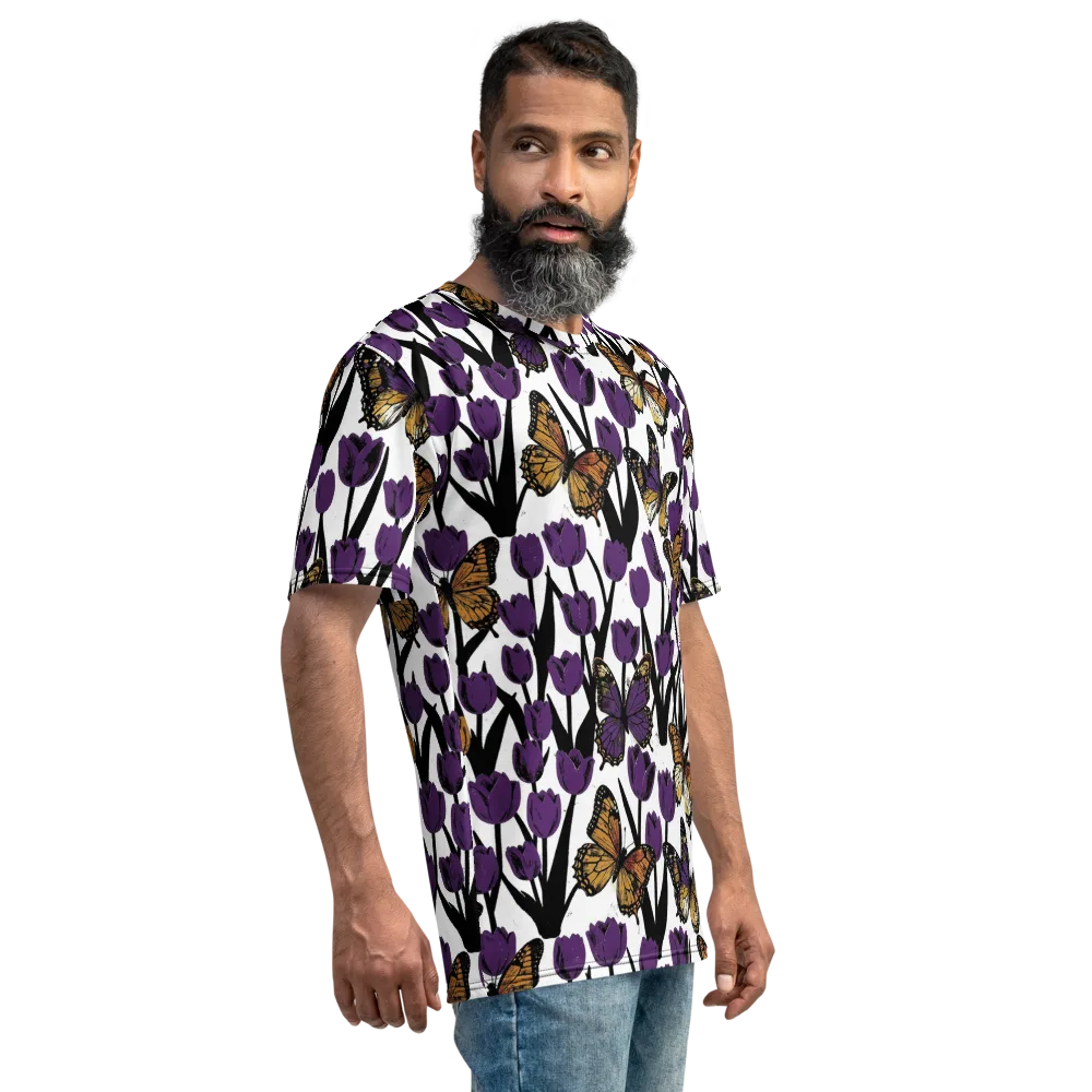 Indigo Flutter on Men's Crew Neck T-Shirt — Right