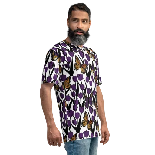 Indigo Flutter on a Men's Crew Neck T-Shirt