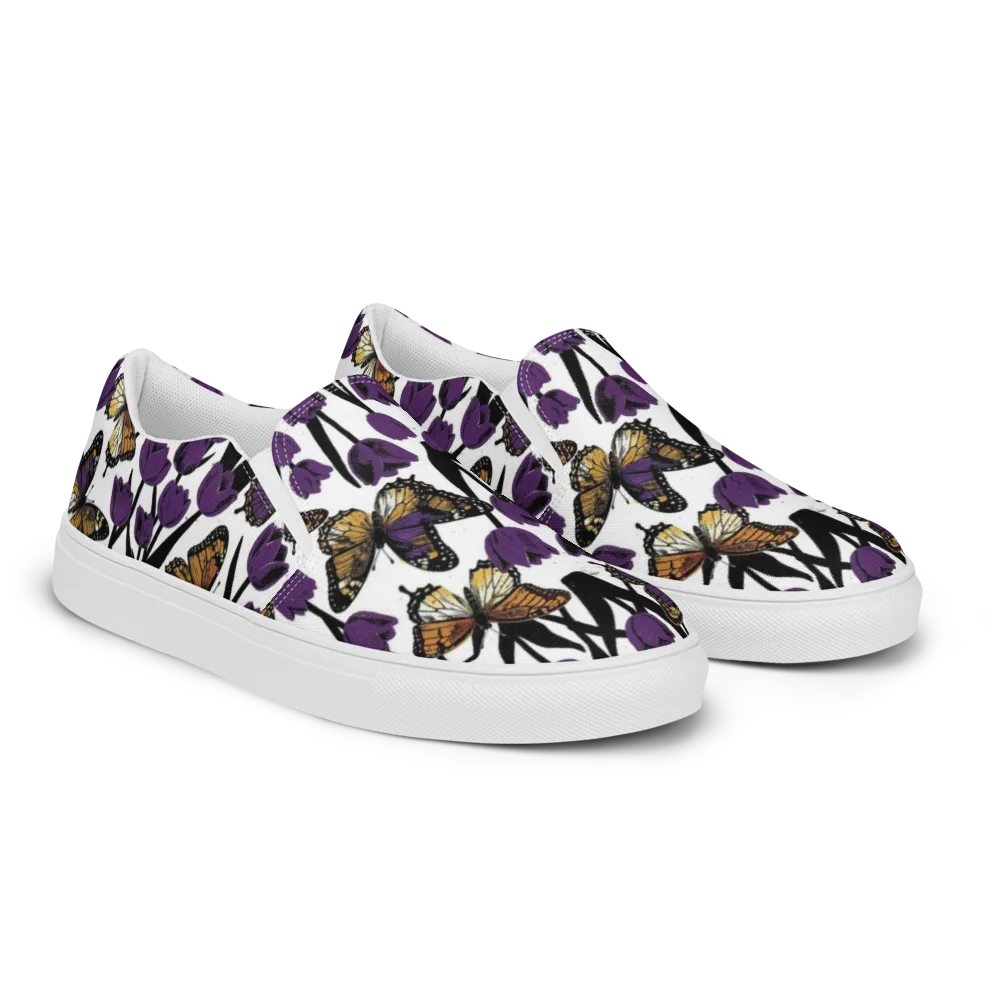 Indigo Flutter on Men's Slip-On Canvas Shoes — Right Front
