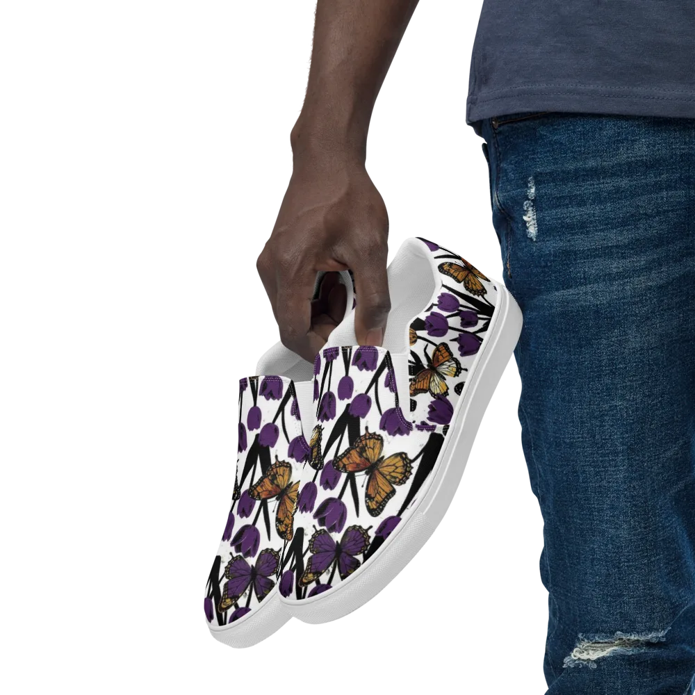 Indigo Flutter on Men's Slip-On Canvas Shoes — Left Front