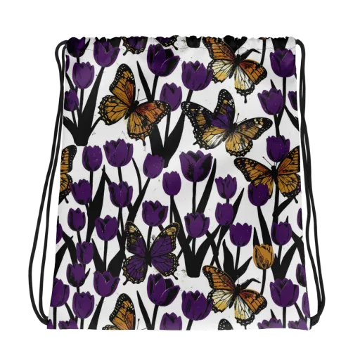 Indigo Flutter on a Drawstring Bag