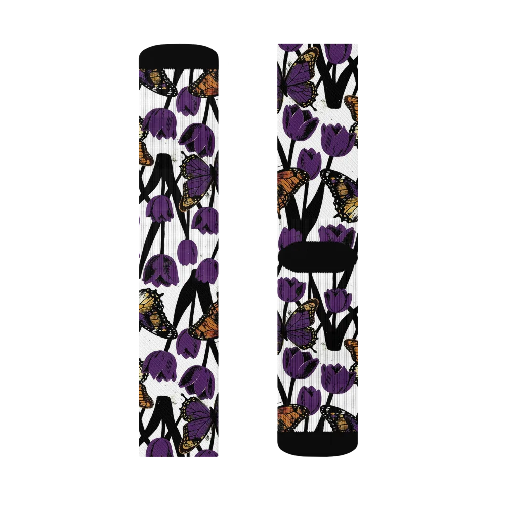 Indigo Flutter on Socks — Left Sock