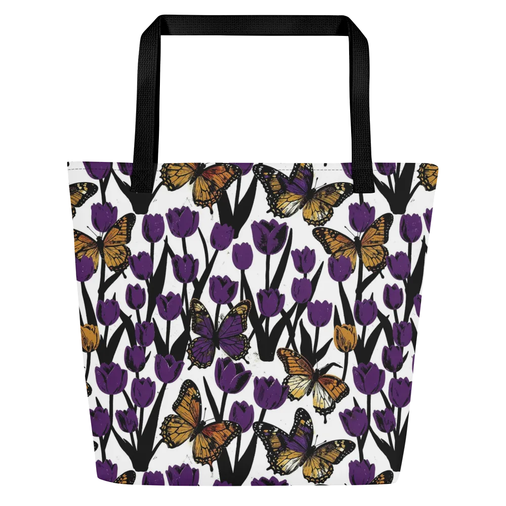 Indigo Flutter on Large Tote Bag W/ Pocket — Front