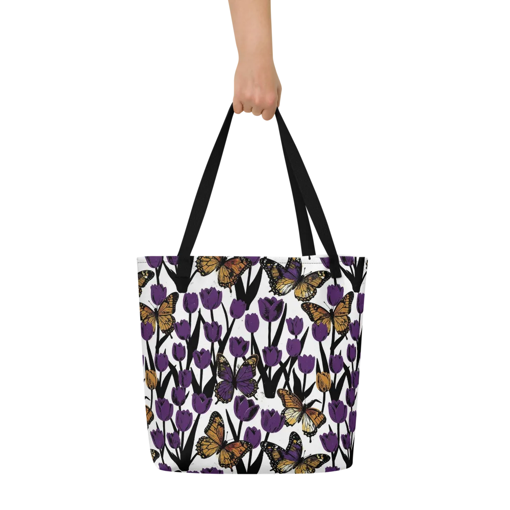 Indigo Flutter on Large Tote Bag W/ Pocket — Front