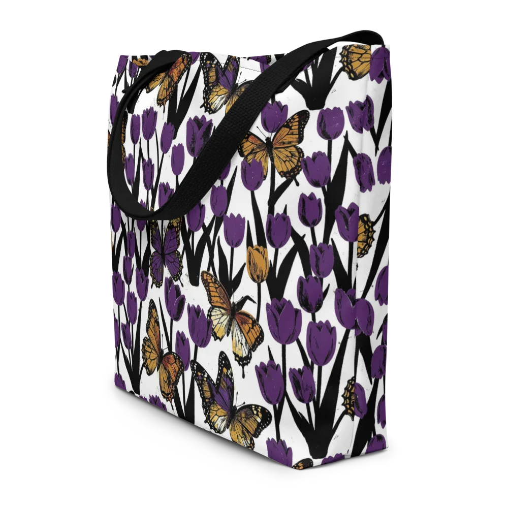 Indigo Flutter on Large Tote Bag W/ Pocket — Front