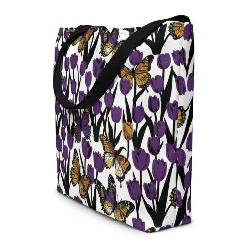 Indigo Flutter on a Large Tote Bag W/ Pocket