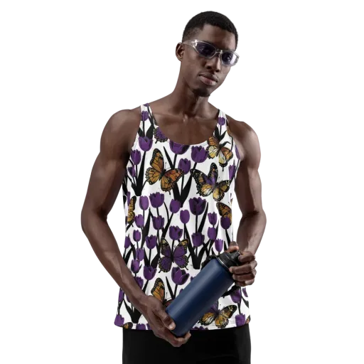 Indigo Flutter on a Men's Tank Top