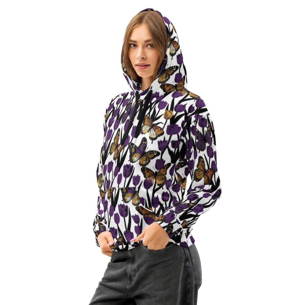 Indigo Flutter on Cotton Hoodie — Left Front