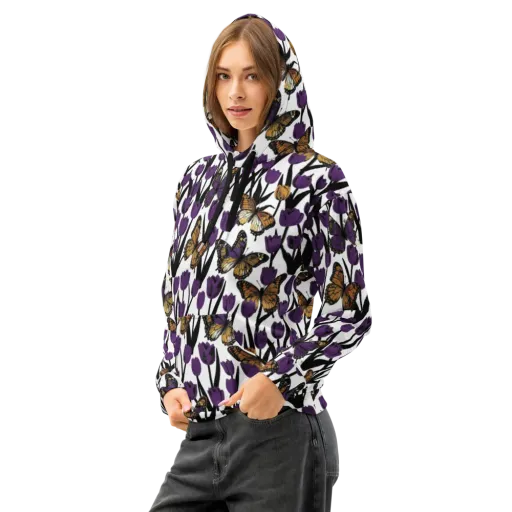 Indigo Flutter on a Cotton Hoodie