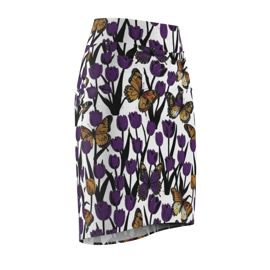 Indigo Flutter on Pencil Skirt — Front Side