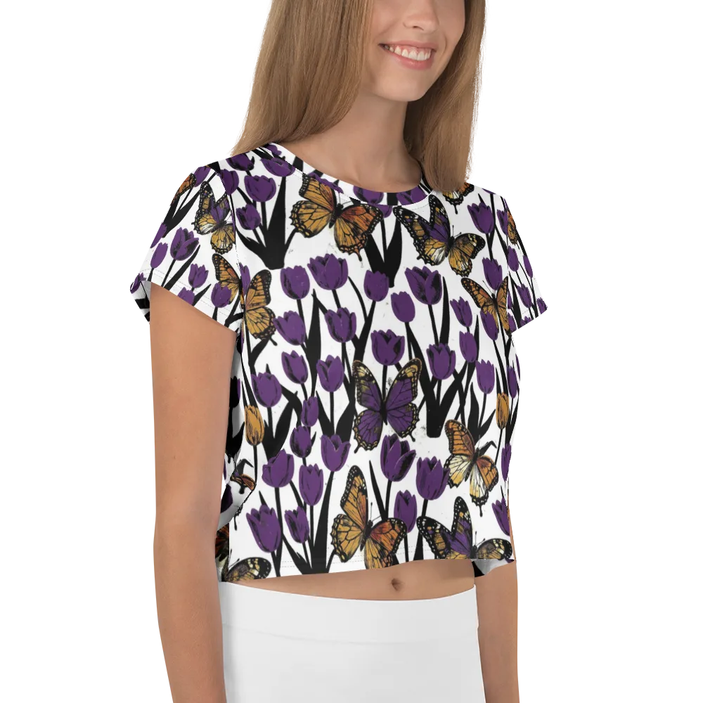 Indigo Flutter on Crop Tee — Right