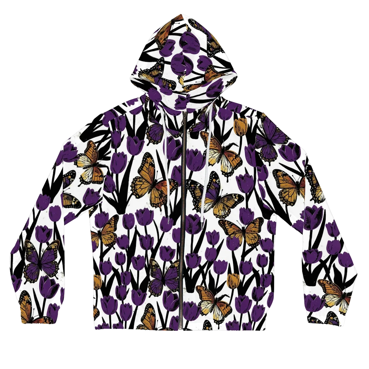 Indigo Flutter on Women's Full-Zip Hoodie — Front