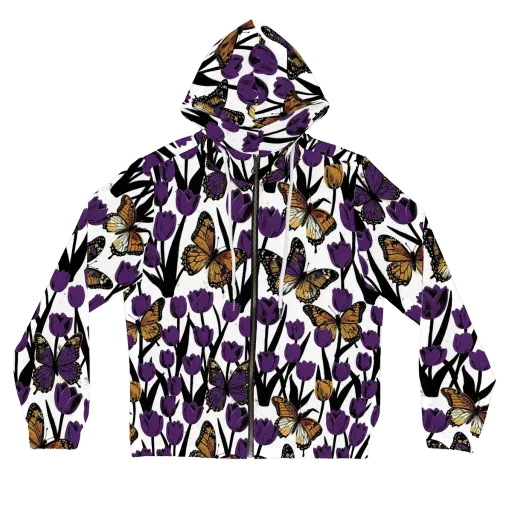 Indigo Flutter on a Women's Full-Zip Hoodie