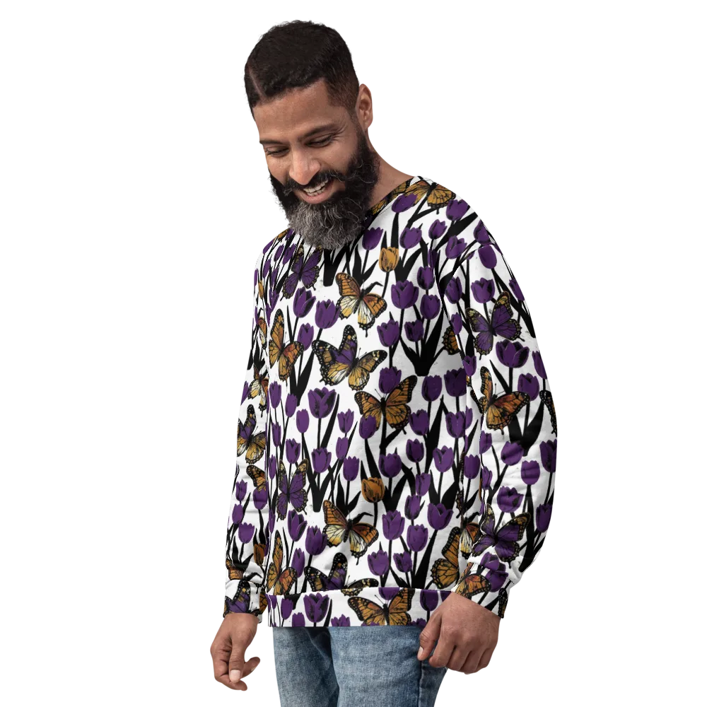 Indigo Flutter on Sweatshirt — Left Front