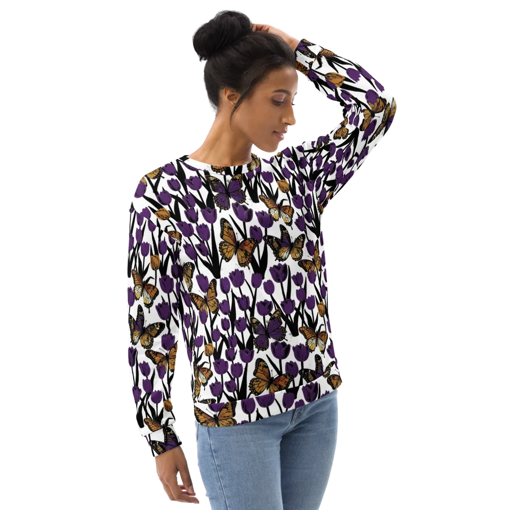 Indigo Flutter on Sweatshirt — Right Front