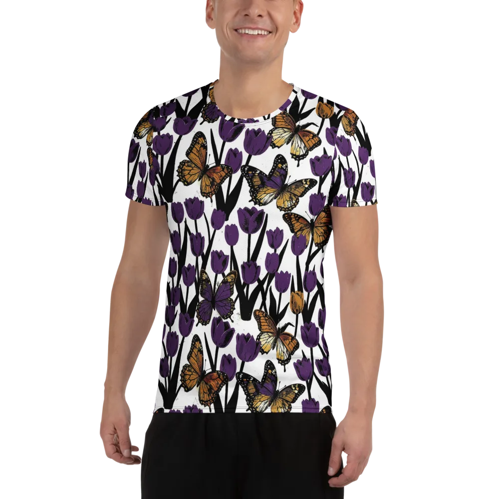 Indigo Flutter on Men's Athletic T-Shirt — Front