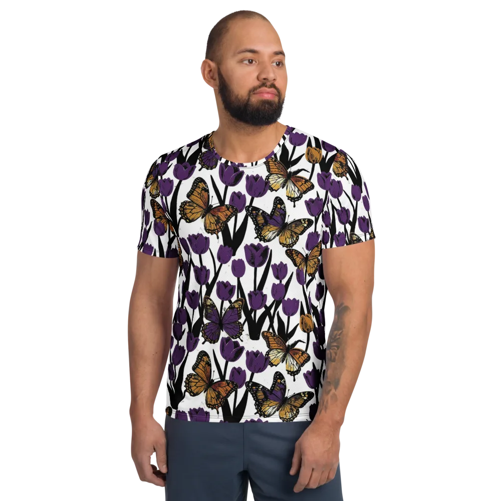 Indigo Flutter on Men's Athletic T-Shirt — Front
