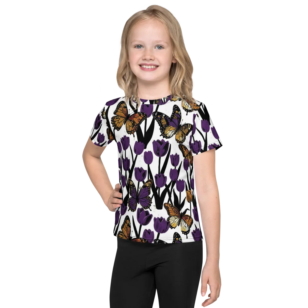 Indigo Flutter on Kids Crew Neck T-Shirt — Front
