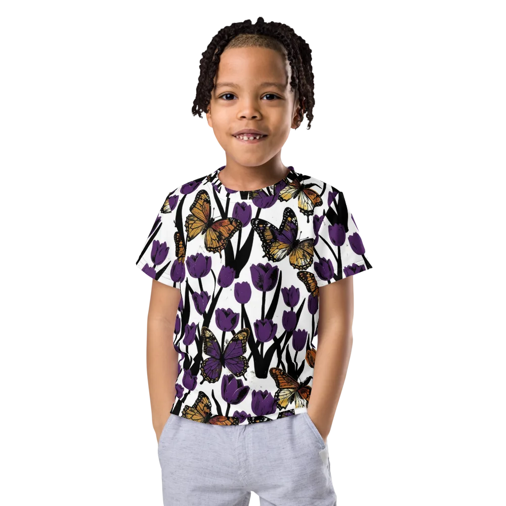 Indigo Flutter on Kids Crew Neck T-Shirt — Front