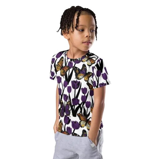 Indigo Flutter on a Kids Crew Neck T-Shirt