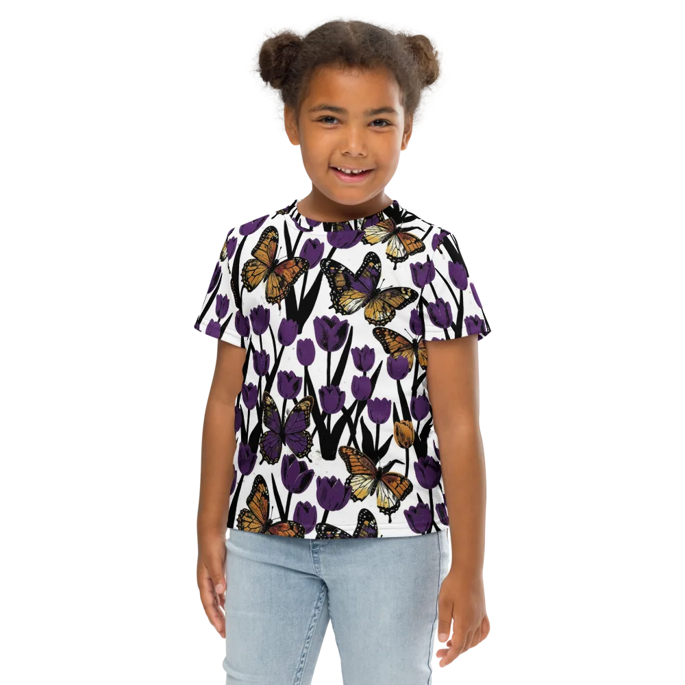 Indigo Flutter on Kids Crew Neck T-Shirt — Front