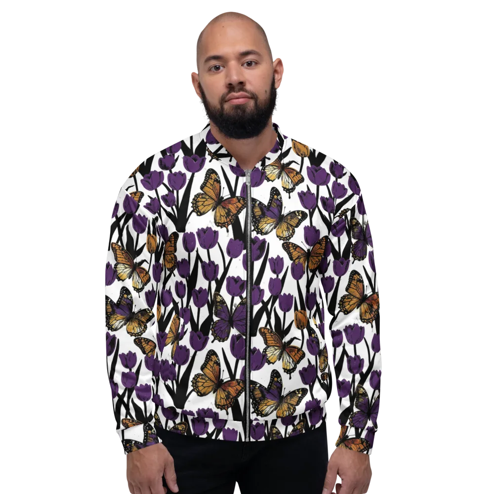 Indigo Flutter on Bomber Jacket — Front