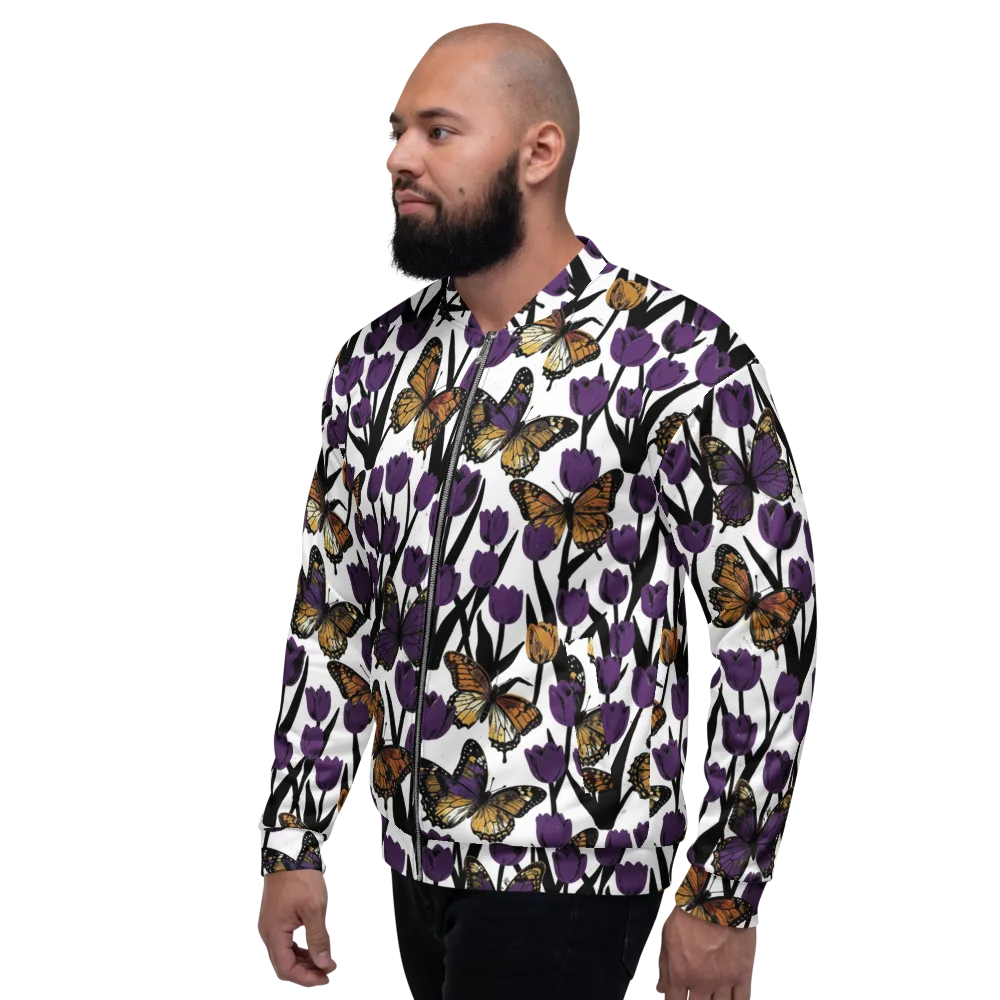 Indigo Flutter on Bomber Jacket — Left