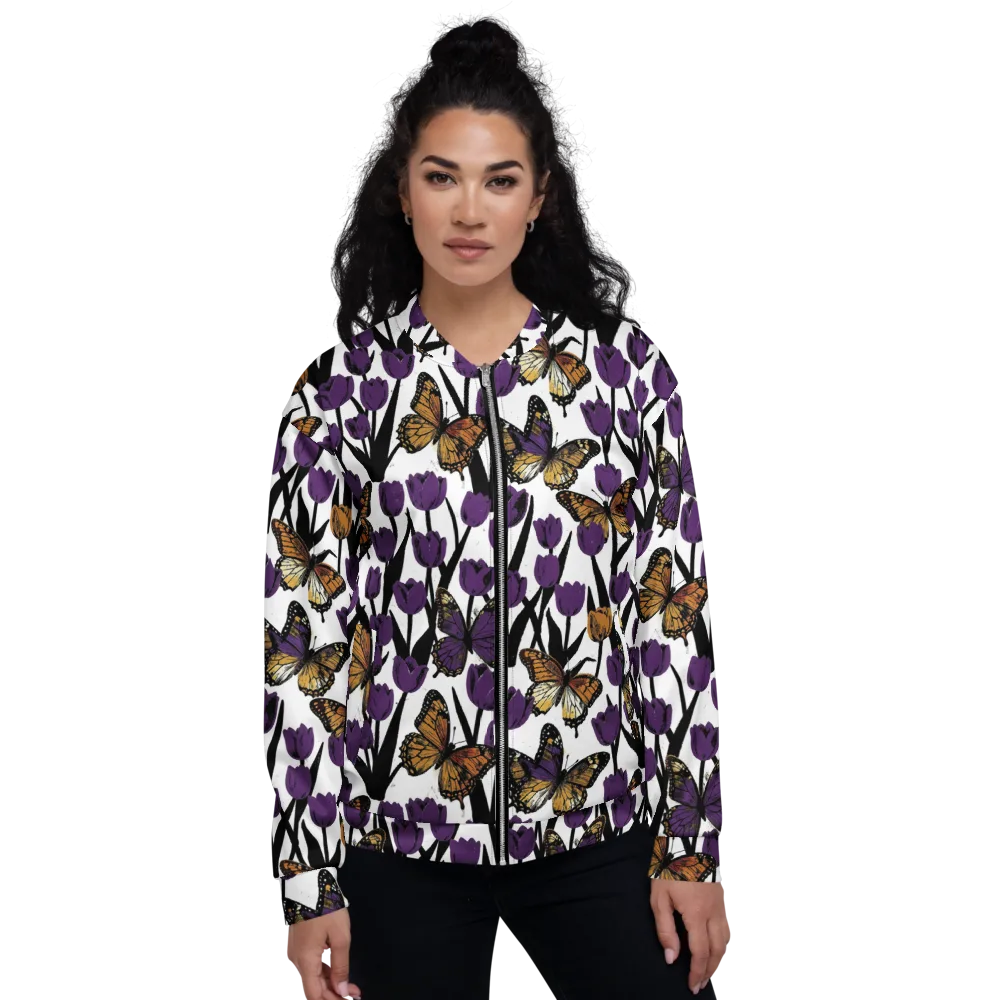 Indigo Flutter on Bomber Jacket — Front