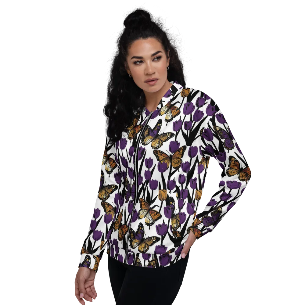 Indigo Flutter on Bomber Jacket — Left