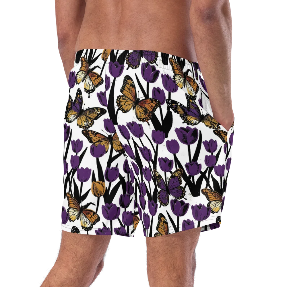 Indigo Flutter on Swim Trunks — Right Back