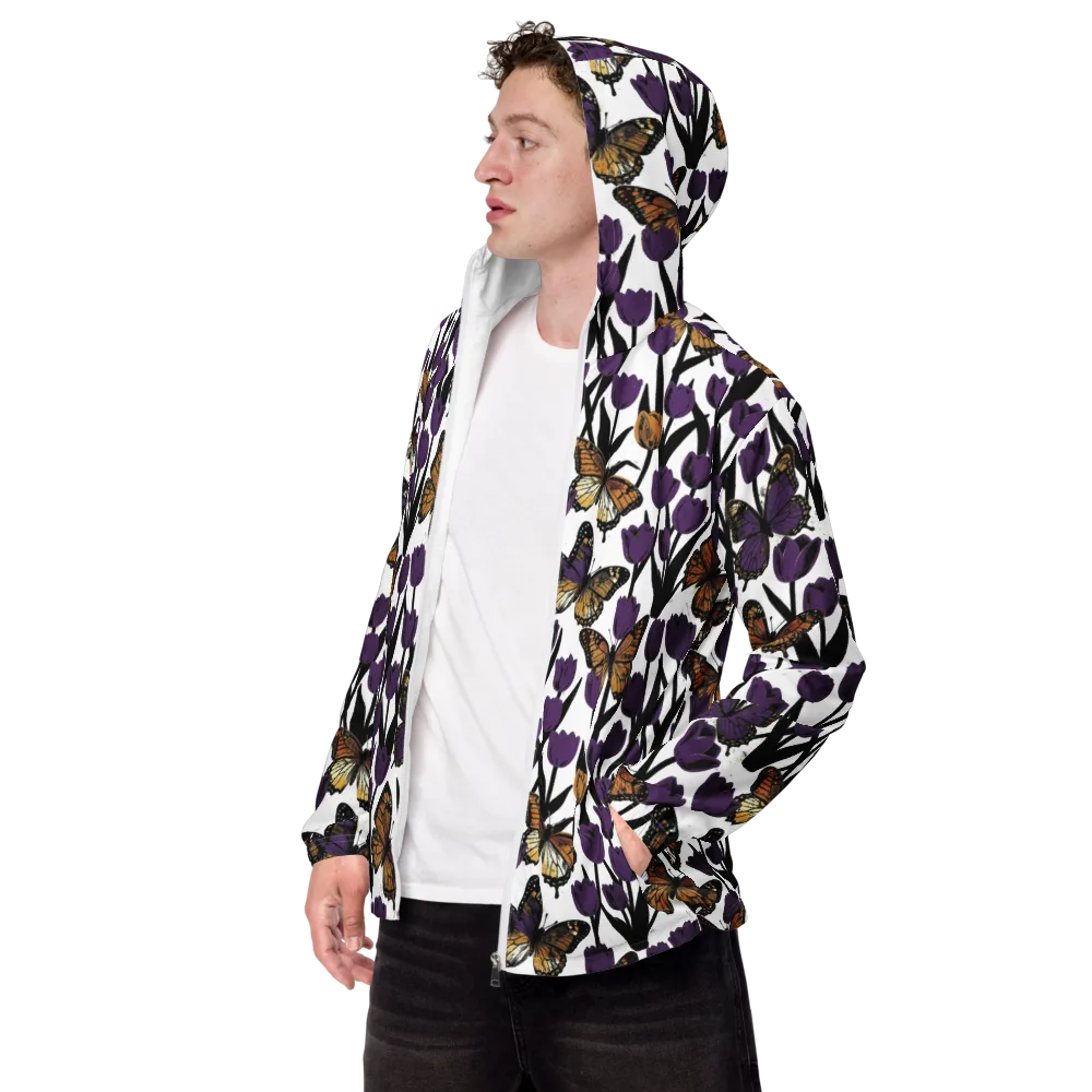 Indigo Flutter on Men's Windbreaker — Left Front
