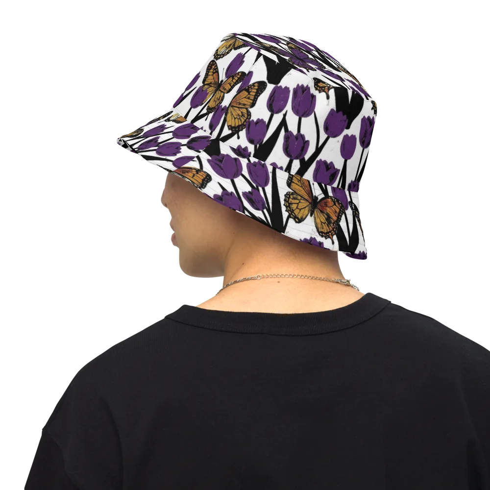 Indigo Flutter on Reversible Bucket Hat — Back Inside