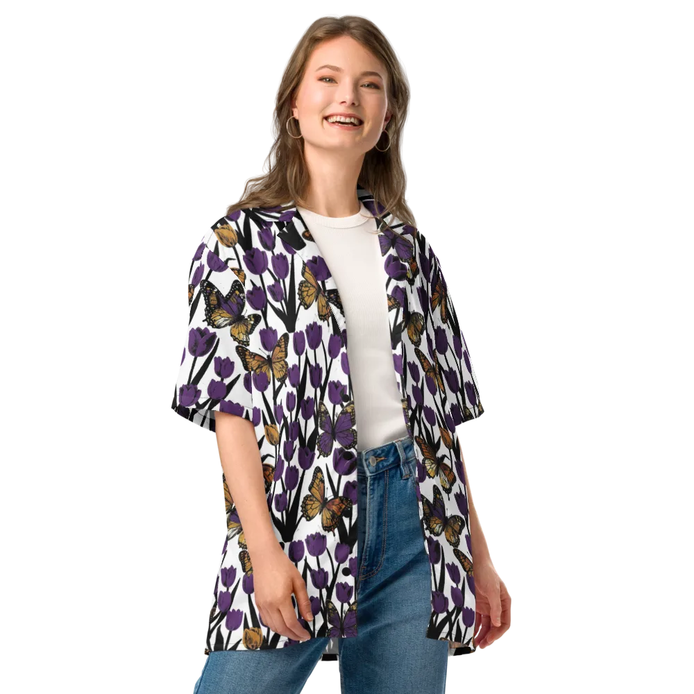 Indigo Flutter on Button Shirt — Front