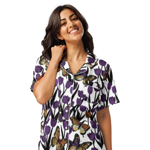 Indigo Flutter on a Women's Short Sleeve Pajama Top