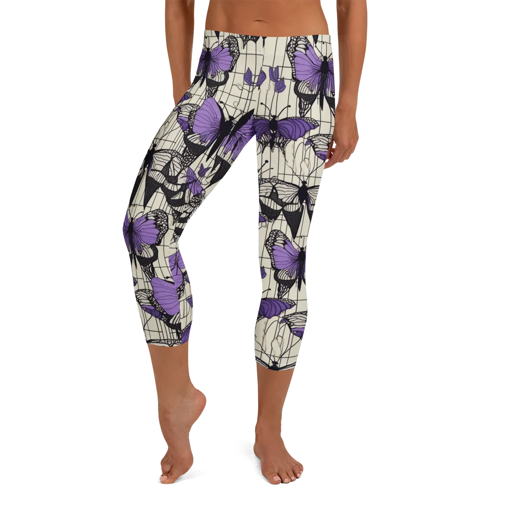 Violet Glasswing on Capri Leggings — Front
