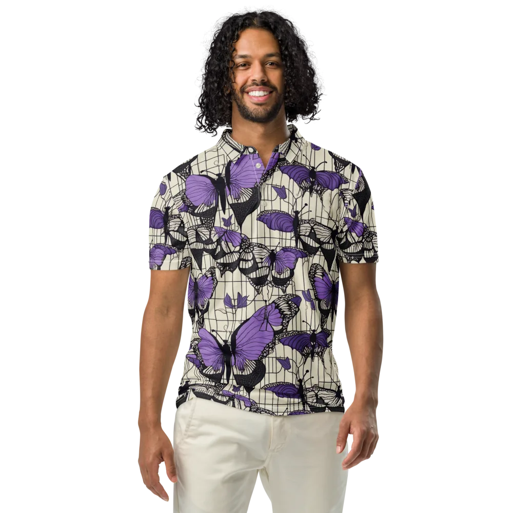 Violet Glasswing on Men's Slim Fit Polo Shirt — Front