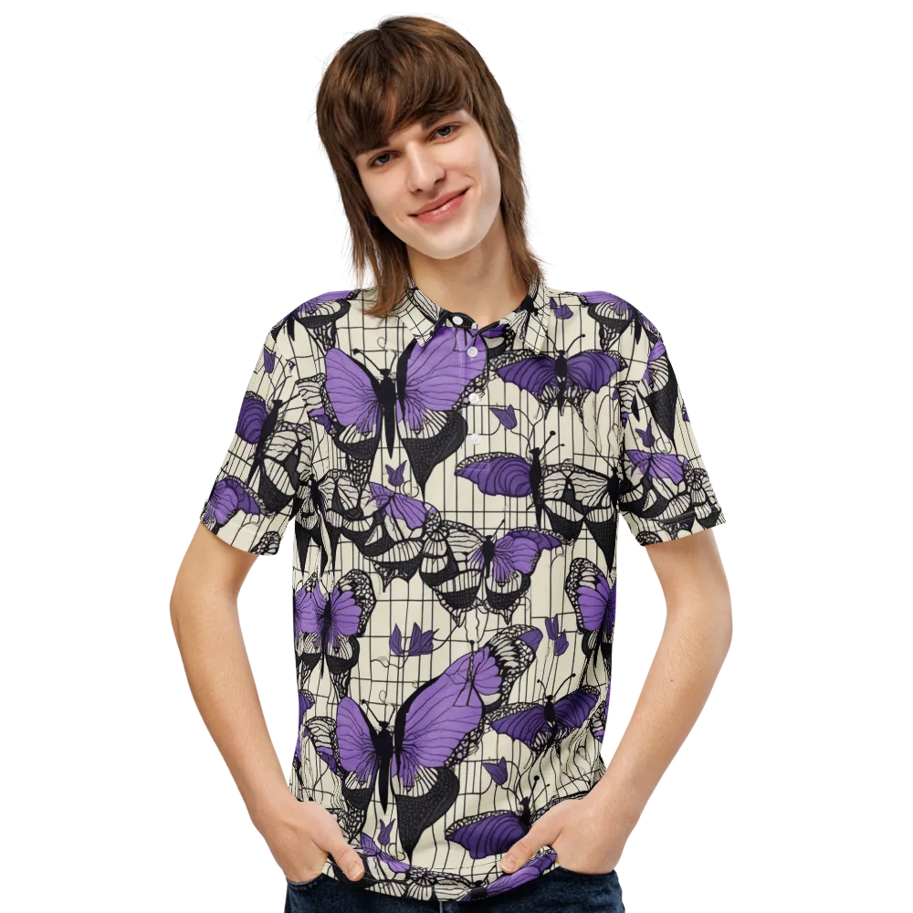 Violet Glasswing on Men's Slim Fit Polo Shirt — Front