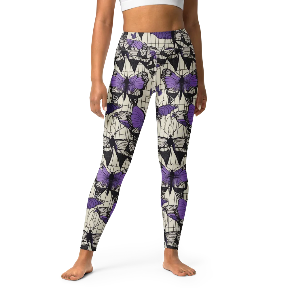 Violet Glasswing on Yoga Leggings — Front