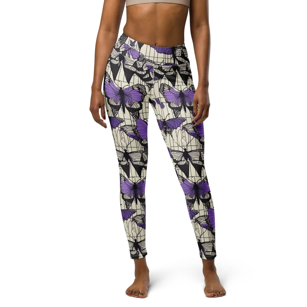 Violet Glasswing on Yoga Leggings — Front