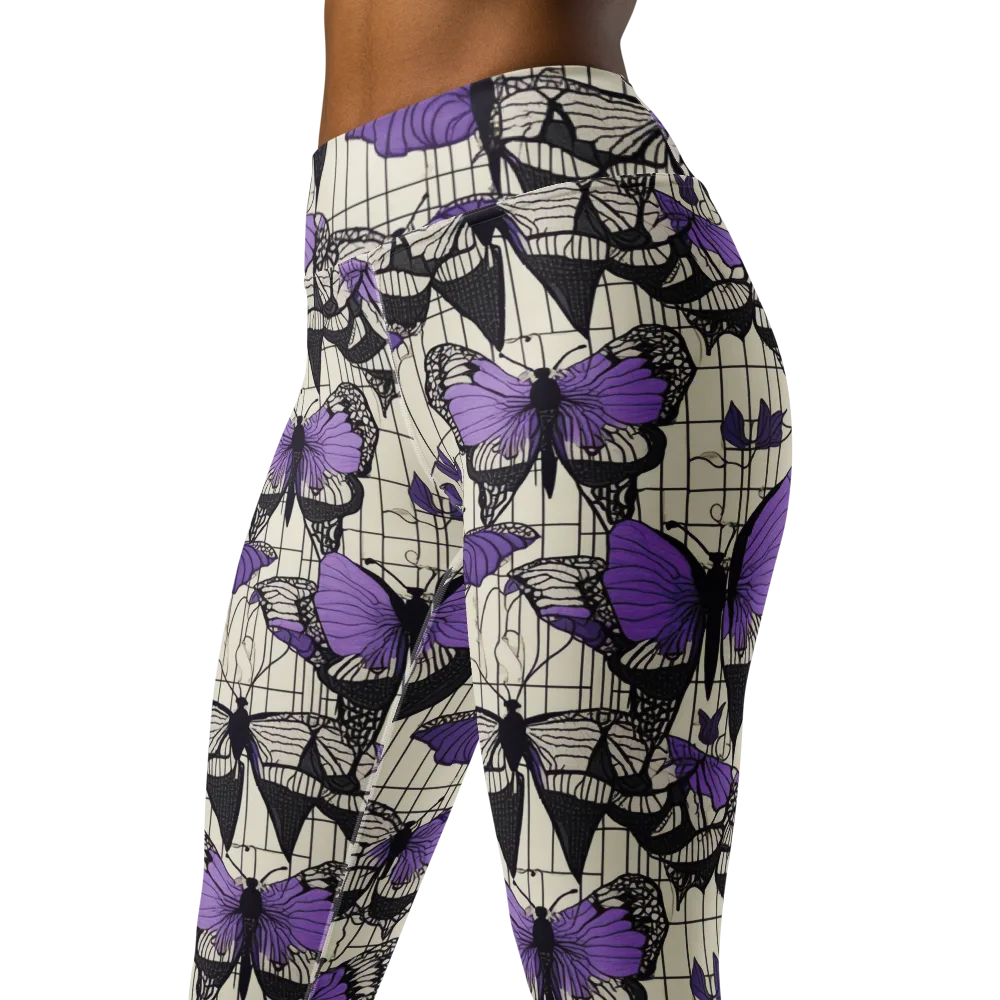 Violet Glasswing on Yoga Leggings — Left Front