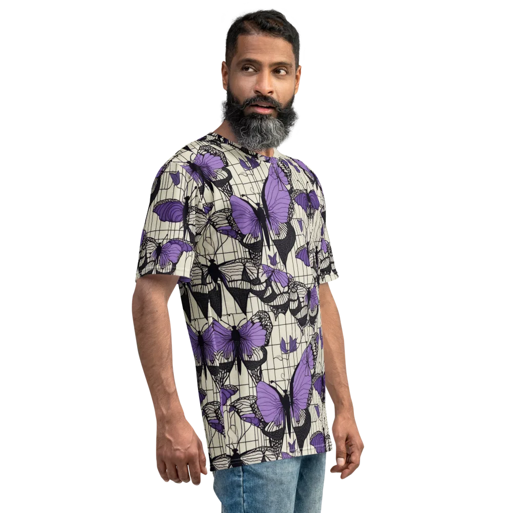 Violet Glasswing on Men's Crew Neck T-Shirt — Right