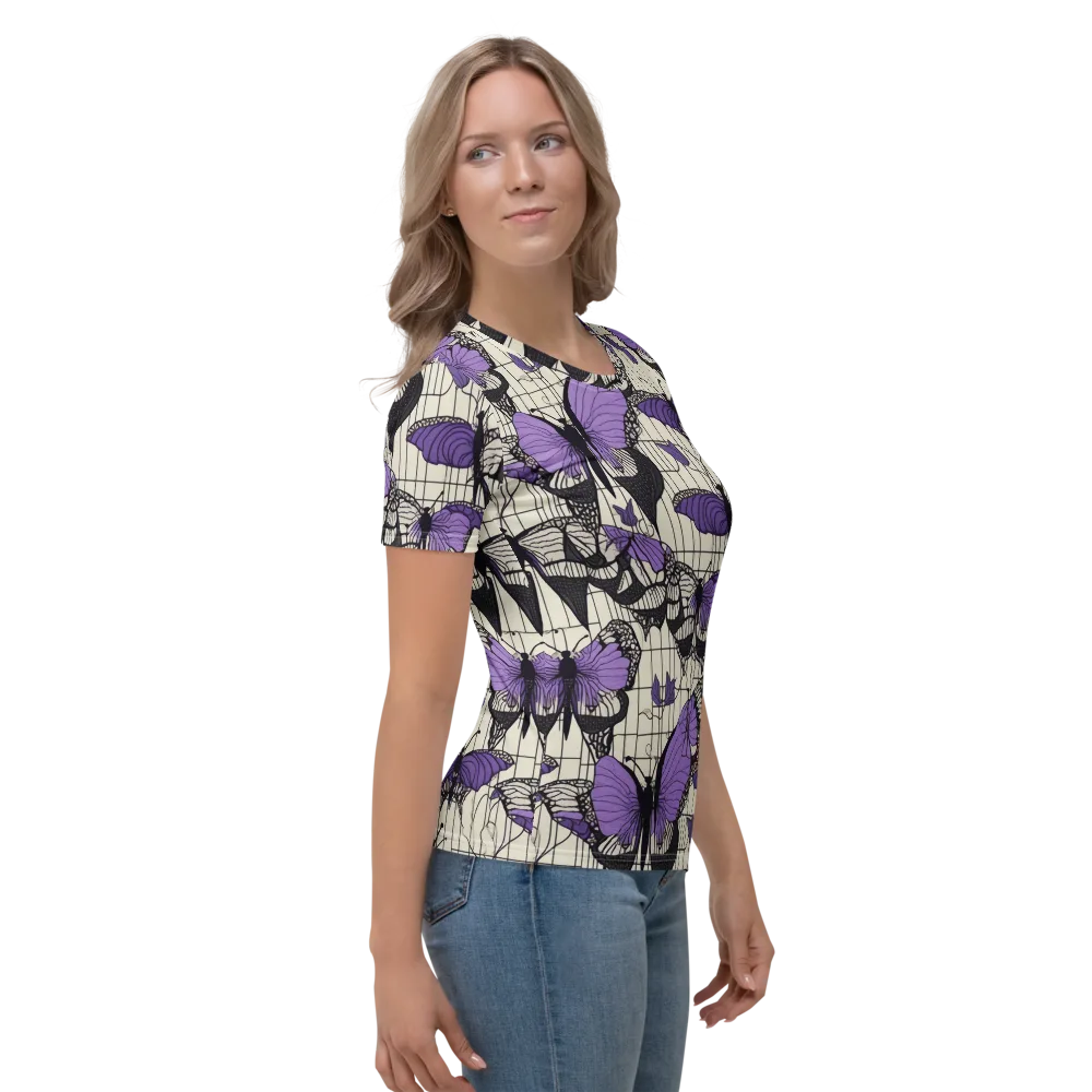 Violet Glasswing on Women's Crew Neck T-Shirt — Right