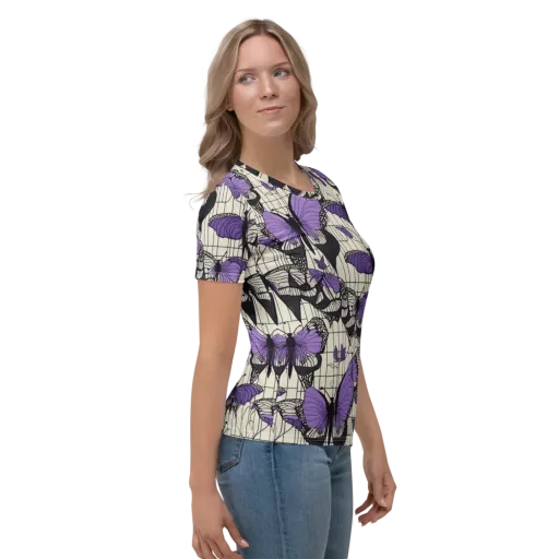 Violet Glasswing on a Women's Crew Neck T-Shirt