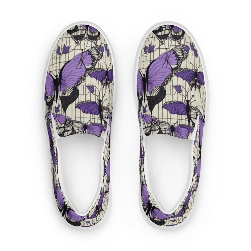 Violet Glasswing on Men's Slip-On Canvas Shoes — Front