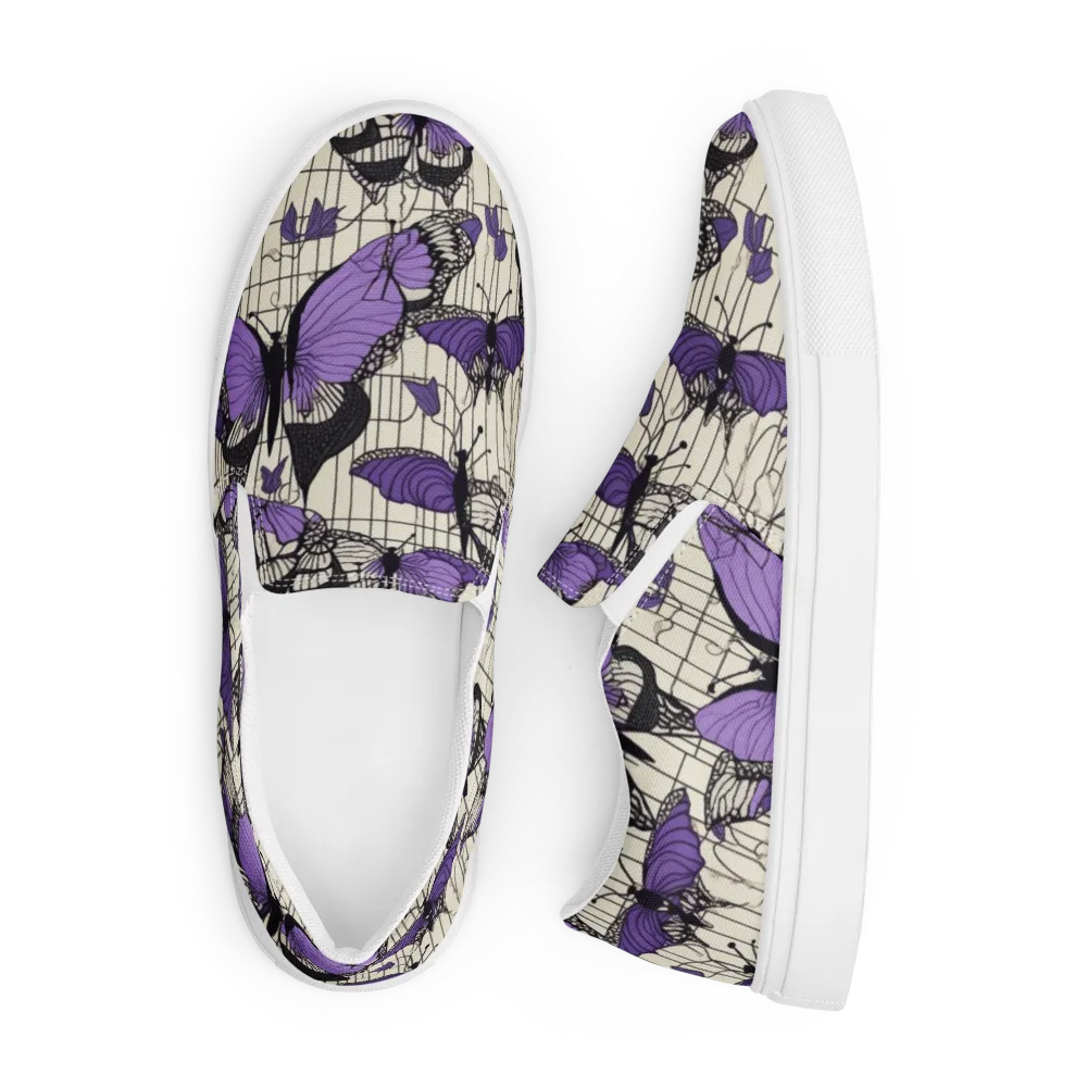 Violet Glasswing on Men's Slip-On Canvas Shoes — Front