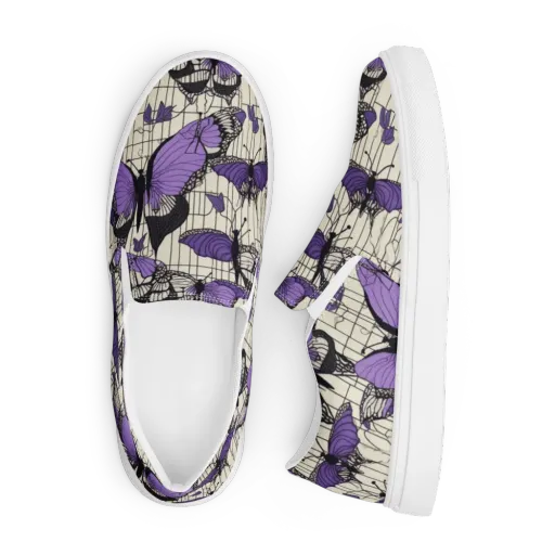 Violet Glasswing on a Men's Slip-On Canvas Shoes