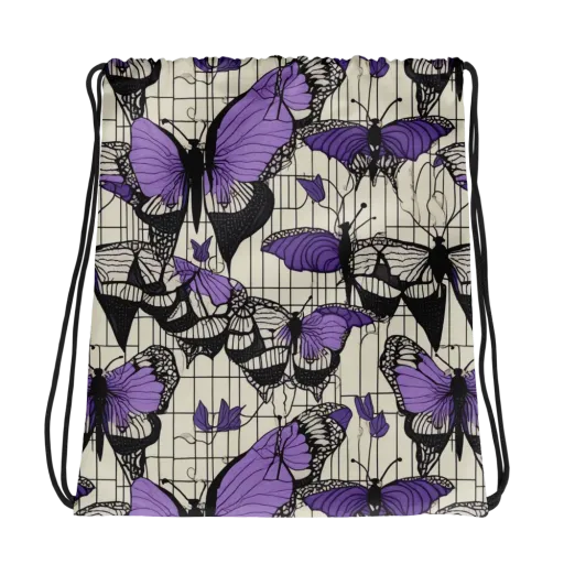 Violet Glasswing on a Drawstring Bag