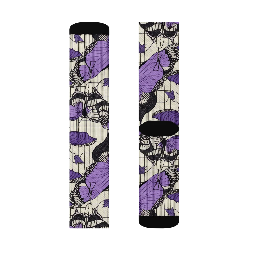 Violet Glasswing on Socks — Left Sock